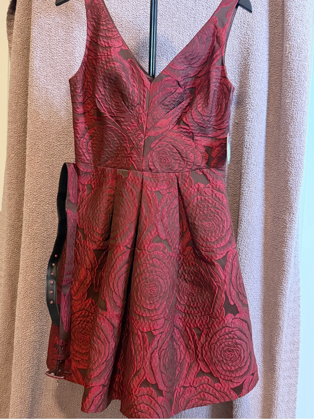 NWT Eva Franco Abigail Red Rose Jacquard Dress 6